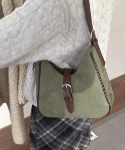 2025 Women's Retro Suede Underarm Bag - Trendy Korean Style Tote, Large Capacity Crossbody for Autumn and Winter