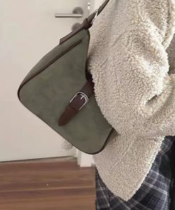2025 Women's Retro Suede Underarm Bag - Trendy Korean Style Tote, Large Capacity Crossbody for Autumn and Winter