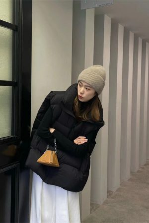 2025 Women's Slim Fit Down Vest - Pumpkin Outerwear, Versatile Black Sleeveless Jacket for Winter Fashion