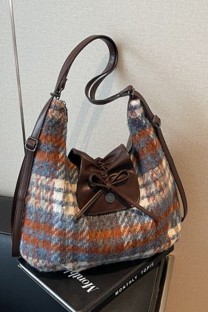 2025 Women's Spring Summer Woolen Tote Bag - Korean Style Bow Shoulder Commuting Backpack, Dual-Use Fashion Accessory