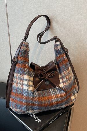2025 Women's Spring Summer Woolen Tote Bag - Korean Style Bow Shoulder Commuting Backpack, Dual-Use Fashion Accessory