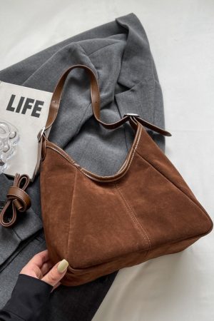 2025 Women's Suede Tote Bucket Bag - Large Capacity, High-End Shoulder & Crossbody Bag for Spring/Summer Commuting