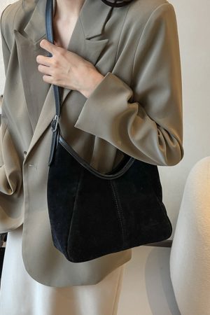 2025 Women's Suede Tote Bucket Bag - Large Capacity, High-End Shoulder & Crossbody Bag for Spring/Summer Commuting