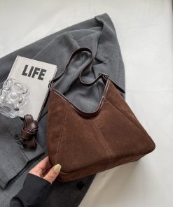 2025 Women's Suede Tote Bucket Bag - Large Capacity, High-End Shoulder & Crossbody Bag for Spring/Summer Commuting