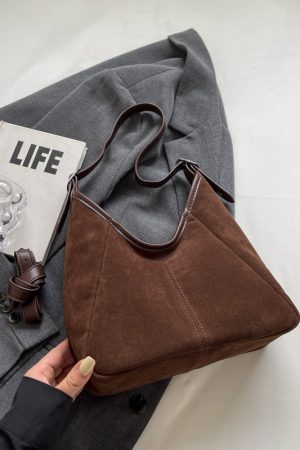 2025 Women's Suede Tote Bucket Bag - Large Capacity, High-End Shoulder & Crossbody Bag for Spring/Summer Commuting