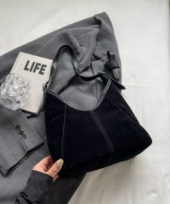 2025 Women's Suede Tote Bucket Bag - Large Capacity, High-End Shoulder & Crossbody Bag for Spring/Summer Commuting