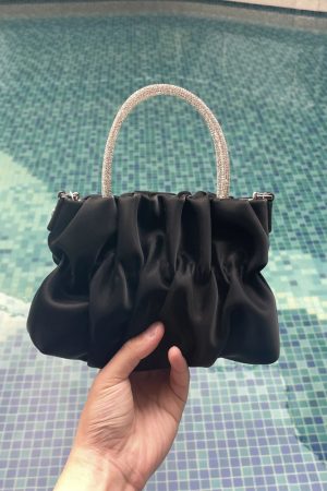 2025 Women's Summer Celebrity Pleated Crossbody Bag, Versatile Rhinestone Handheld Chain Shoulder Bag, Trendy Fashion Accessory