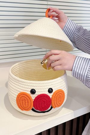 2025 Women's Summer Woven Beach Bucket Bag - Stylish Cartoon Design, Cute Storage Tote for Seaside Vacations