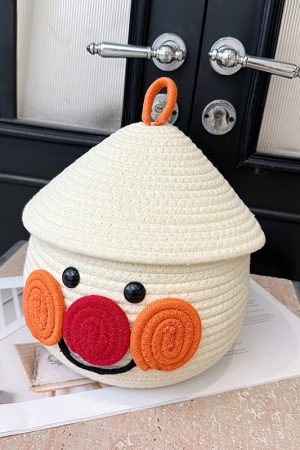 2025 Women's Summer Woven Beach Bucket Bag - Stylish Cartoon Design, Cute Storage Tote for Seaside Vacations