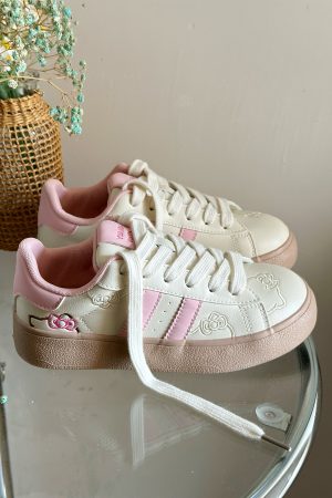 2025 Women's Thick-Soled Hello Kitty White Casual Sneakers - Versatile Y2K Style Footwear