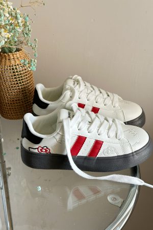 2025 Women's Thick-Soled Hello Kitty White Casual Sneakers - Versatile Y2K Style Footwear