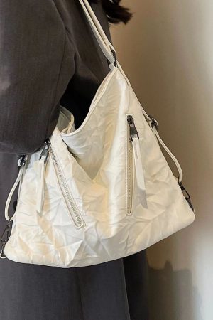 2025 Women's Trendy Pleated Tote Bag - Large Capacity Commuter Backpack & High-End Shoulder Crossbody Bag