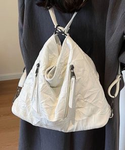 2025 Women's Trendy Pleated Tote Bag - Large Capacity Commuter Backpack & High-End Shoulder Crossbody Bag