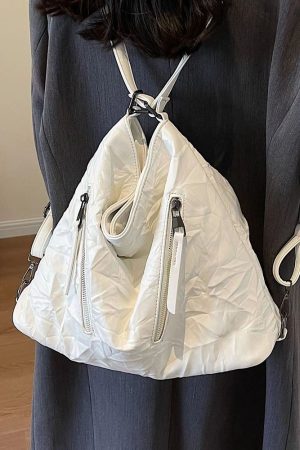 2025 Women's Trendy Pleated Tote Bag - Large Capacity Commuter Backpack & High-End Shoulder Crossbody Bag