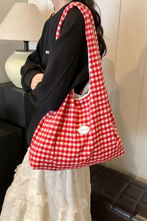 2025 Women's Woolen Plaid Tote Bag - Spring Summer Fashion, Stylish Commuting & Shopping Shoulder Bag