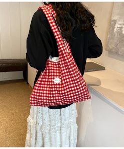 2025 Women's Woolen Plaid Tote Bag - Spring Summer Fashion, Stylish Commuting & Shopping Shoulder Bag