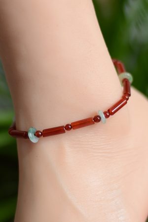 2025 Zodiac Red Jadeite Peace Knot Foot Chain Anklet - Women's Good Luck Red String Accessory