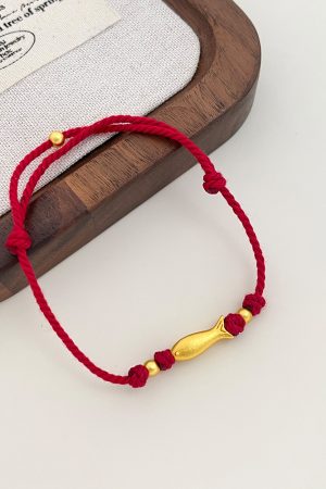 2025 Zodiac Year Koi Fish Woven Bracelet, Goldfish Red String Hand Accessory, Simple Yearly Abundance Jewelry