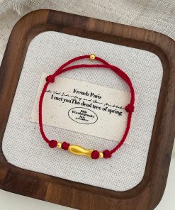 2025 Zodiac Year Koi Fish Woven Bracelet, Goldfish Red String Hand Accessory, Simple Yearly Abundance Jewelry