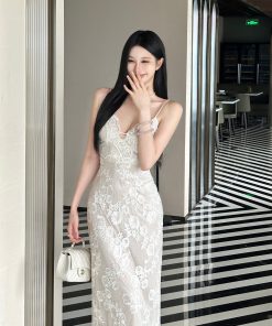 3D Lace Embroidered Rose Bodycon Slip Dress - Summer Floral Fashion for Women - Stylish Summer Evening Dress