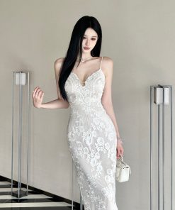 3D Lace Embroidered Rose Bodycon Slip Dress - Summer Floral Fashion for Women - Stylish Summer Evening Dress