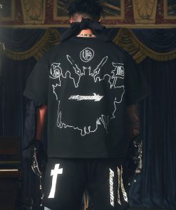 3D Pearl Hand-Painted Illustration Short Sleeve Loose Fit High Street Retro Pure Cotton T-Shirt