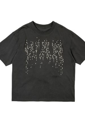 3D Pearl Melting Effect Short Sleeve Anti-War Horse Graphic T-Shirt - Trendy Summer Pure Cotton Top for Casual Style