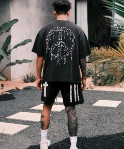 3D Pearl Melting Effect Short Sleeve Anti-War Horse Graphic T-Shirt - Trendy Summer Pure Cotton Top for Casual Style