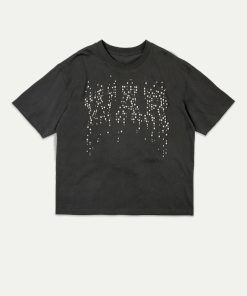 3D Pearl Melting Effect Short Sleeve Anti-War Horse Graphic T-Shirt - Trendy Summer Pure Cotton Top for Casual Style