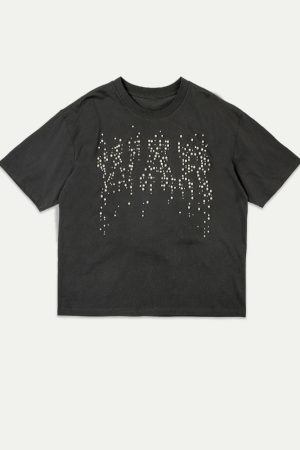 3D Pearl Melting Effect Short Sleeve Anti-War Horse Graphic T-Shirt - Trendy Summer Pure Cotton Top for Casual Style