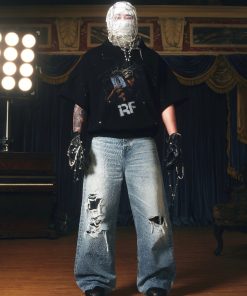 3D Printed Ink Splash Destruction Short Sleeve Hoodie - Loose Fit Streetwear T-Shirt for Urban Style Enthusiasts