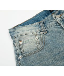 3D Scratch Cat Whiskers Baggy Summer Distressed Straight Wide-Leg Jeans - Vintage American Style