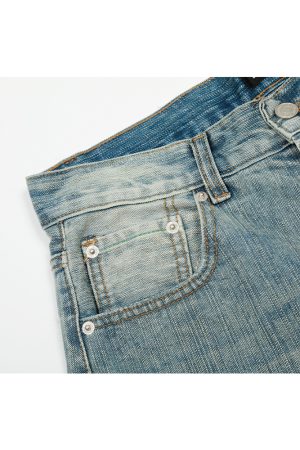 3D Scratch Cat Whiskers Baggy Summer Distressed Straight Wide-Leg Jeans - Vintage American Style