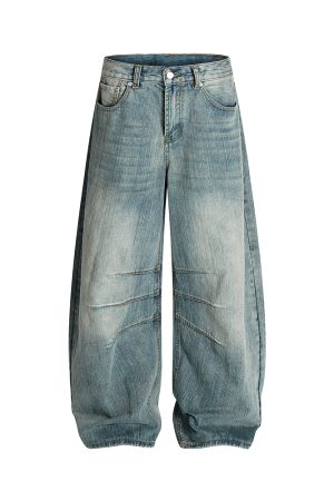 3D Scratch Cat Whiskers Baggy Summer Distressed Straight Wide-Leg Jeans - Vintage American Style