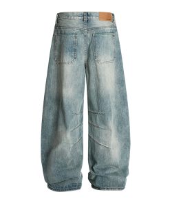 3D Scratch Cat Whiskers Baggy Summer Distressed Straight Wide-Leg Jeans - Vintage American Style