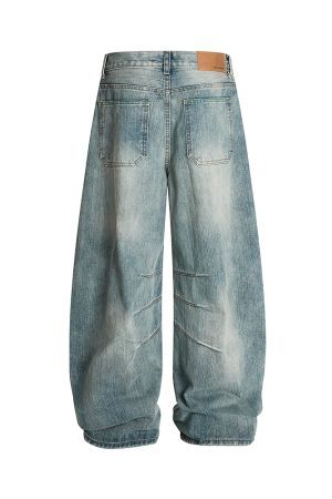 3D Scratch Cat Whiskers Baggy Summer Distressed Straight Wide-Leg Jeans - Vintage American Style