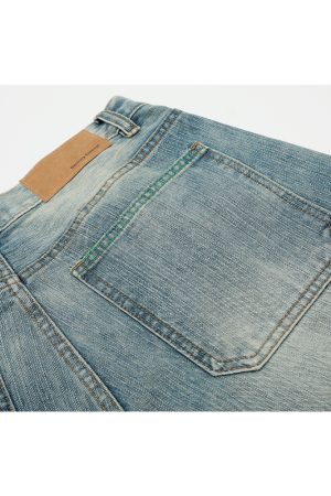 3D Scratch Cat Whiskers Baggy Summer Distressed Straight Wide-Leg Jeans - Vintage American Style