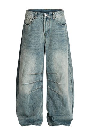 3D Scratch Cat Whiskers Baggy Summer Distressed Straight Wide-Leg Jeans - Vintage American Style