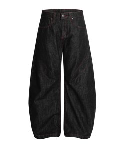 3D Scratch Red Line Design Summer Thin American Curved Blade Jeans for Men - Casual Y2K Style Fashion Apparel