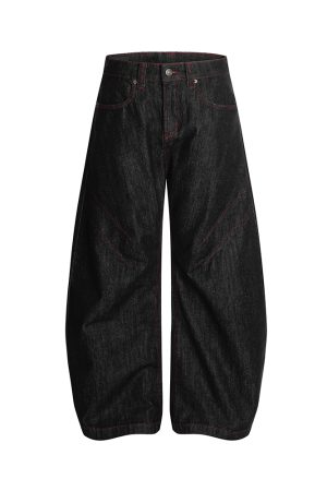 3D Scratch Red Line Design Summer Thin American Curved Blade Jeans for Men - Casual Y2K Style Fashion Apparel