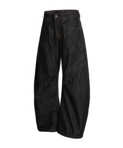 3D Scratch Red Line Design Summer Thin American Curved Blade Jeans for Men - Casual Y2K Style Fashion Apparel