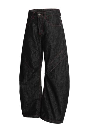 3D Scratch Red Line Design Summer Thin American Curved Blade Jeans for Men - Casual Y2K Style Fashion Apparel