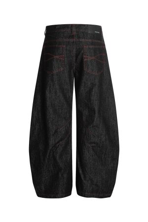 3D Scratch Red Line Design Summer Thin American Curved Blade Jeans for Men - Casual Y2K Style Fashion Apparel