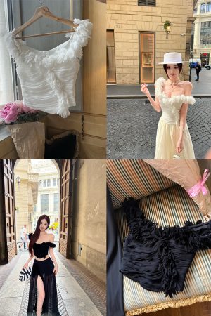 3D Strap V-neck Top T-shirt for Women, Versatile Socialite Style Heavy-Duty Vest, Chic Fashion Essential, Perfect for Y2K Looks