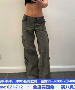 80s Hippie Vintage Workwear Multi-Pocket Low-Waist Straight Leg Casual Jeans for a Retro Look