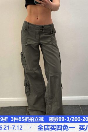80s Hippie Vintage Workwear Multi-Pocket Low-Waist Straight Leg Casual Jeans for a Retro Look