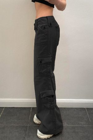 80s Hippie Vintage Workwear Multi-Pocket Low-Waist Straight Leg Casual Jeans for a Retro Look