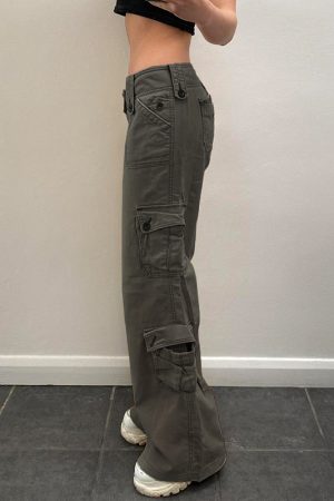 80s Hippie Vintage Workwear Multi-Pocket Low-Waist Straight Leg Casual Jeans for a Retro Look