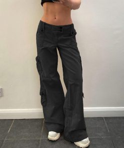 80s Hippie Vintage Workwear Multi-Pocket Low-Waist Straight Leg Casual Jeans for a Retro Look