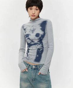 90'lar Stili, Girl Clothes Aesthetic - Cat High Neck Top